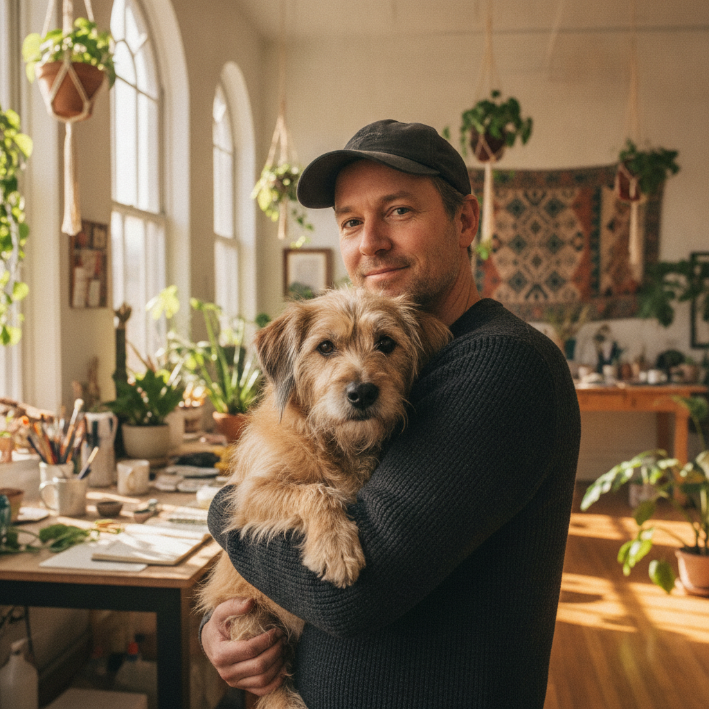 This Painter Takes His Rescue Dog Everywhere, Even the Gallery