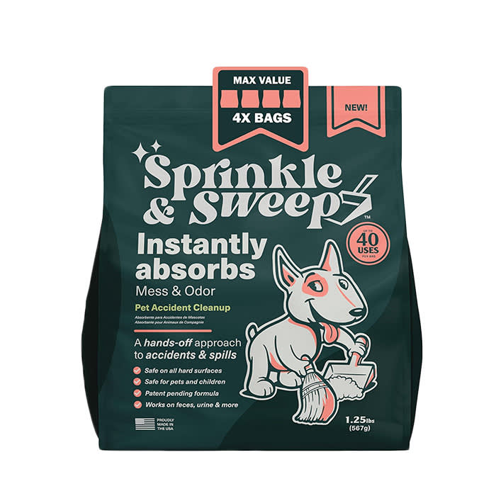 Sprinkle & Sweep Pet Mess & Odor Cleanup powder