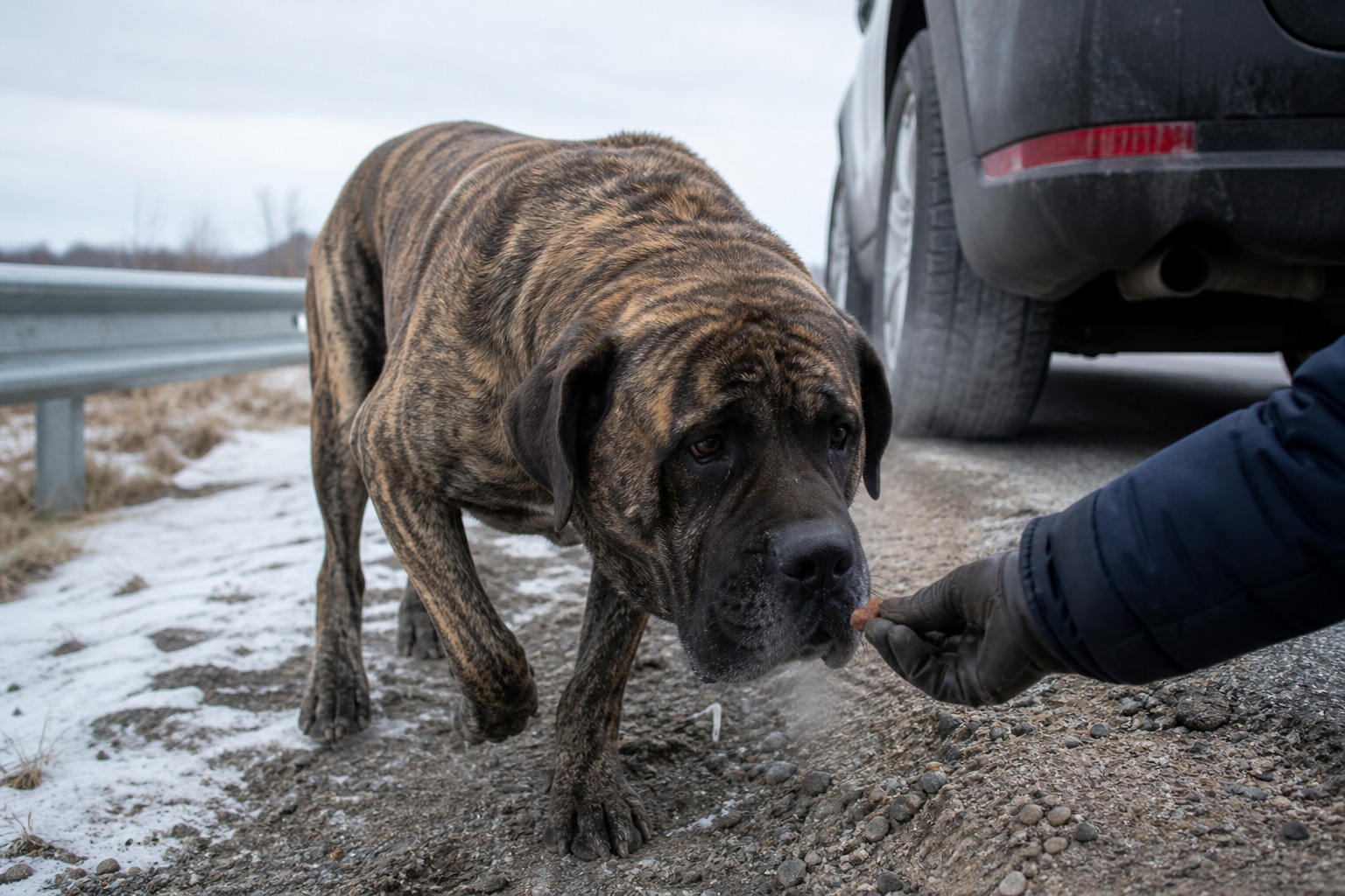 A Dog Was Caged on an Open Trailer at 80 MPH in 26-Degree Cold. One Driver's Video Saved Him.