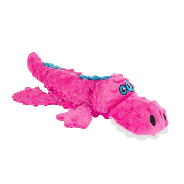 goDog Gators plush squeaker dog toy with reinforced Chew Guard lining