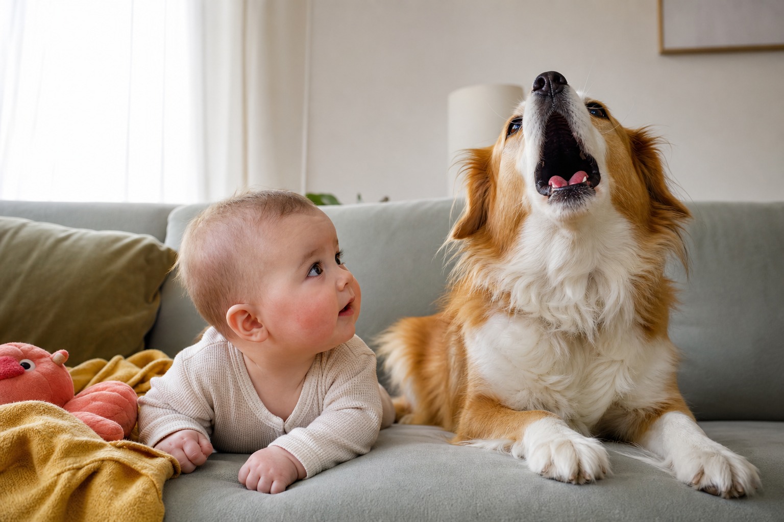 No, Your Dog Isn't Trying to Soothe Your Crying Baby