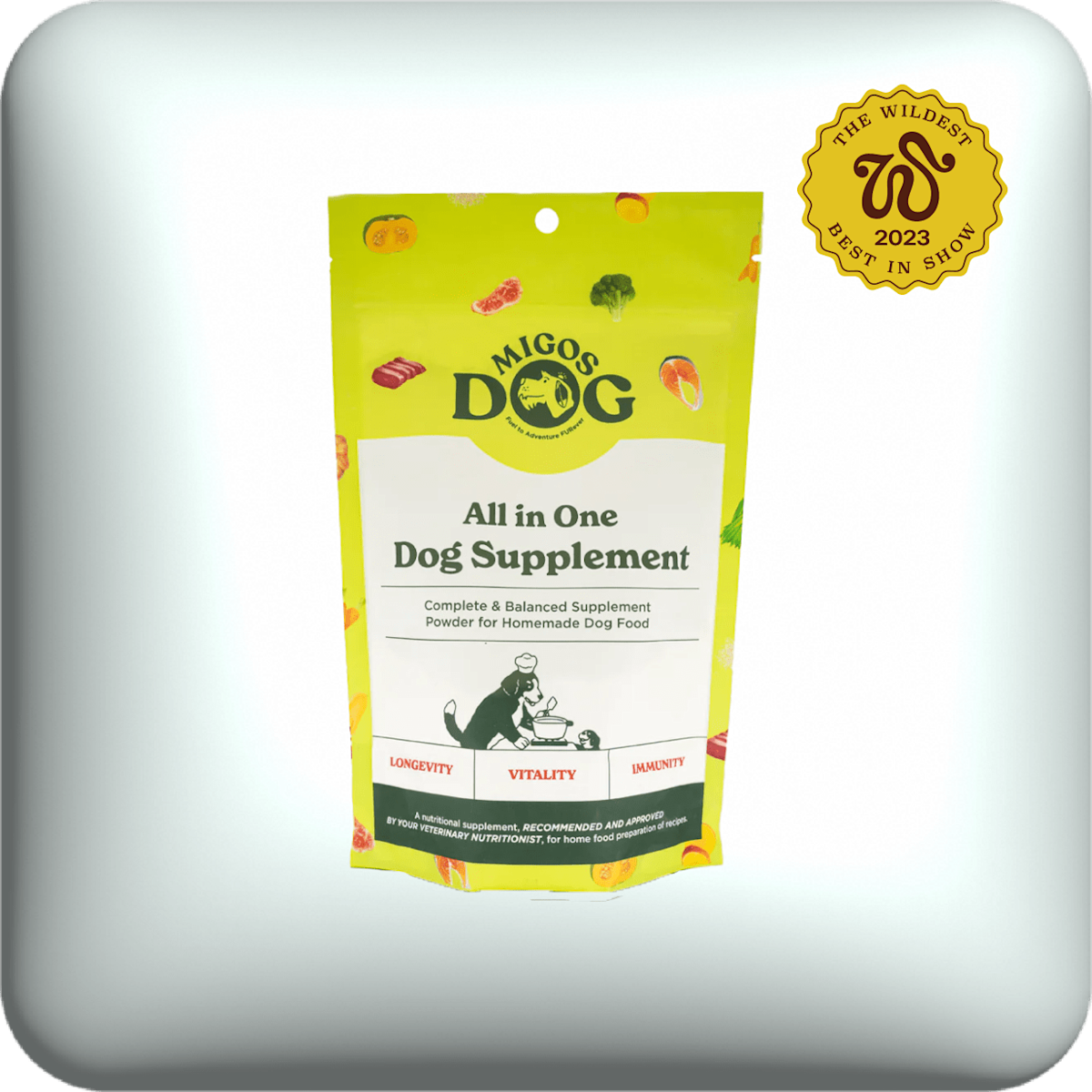 Migos all-in-one dog supplement from women-owned brand