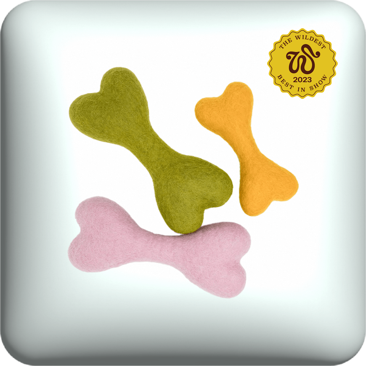 Modernbeast felted wool bone dog toy